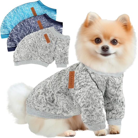 3 Pack Dog Sweaters for Small Dogs Girl Boy Dog Winter Fleece Clothes Warm Soft Dog Sweatshirt Outfit for Dog Cat Pet Apparel